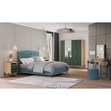 Naktskapīts DANTE DT22, Ozols cremona/Zaļš matēts/Zelts